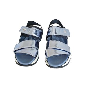 Flat Sundals Phillipe Model Paris light and cushioned metallic blue. Sz 37. New